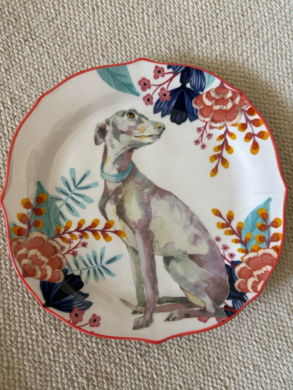 Greyhound scalloped desert plate